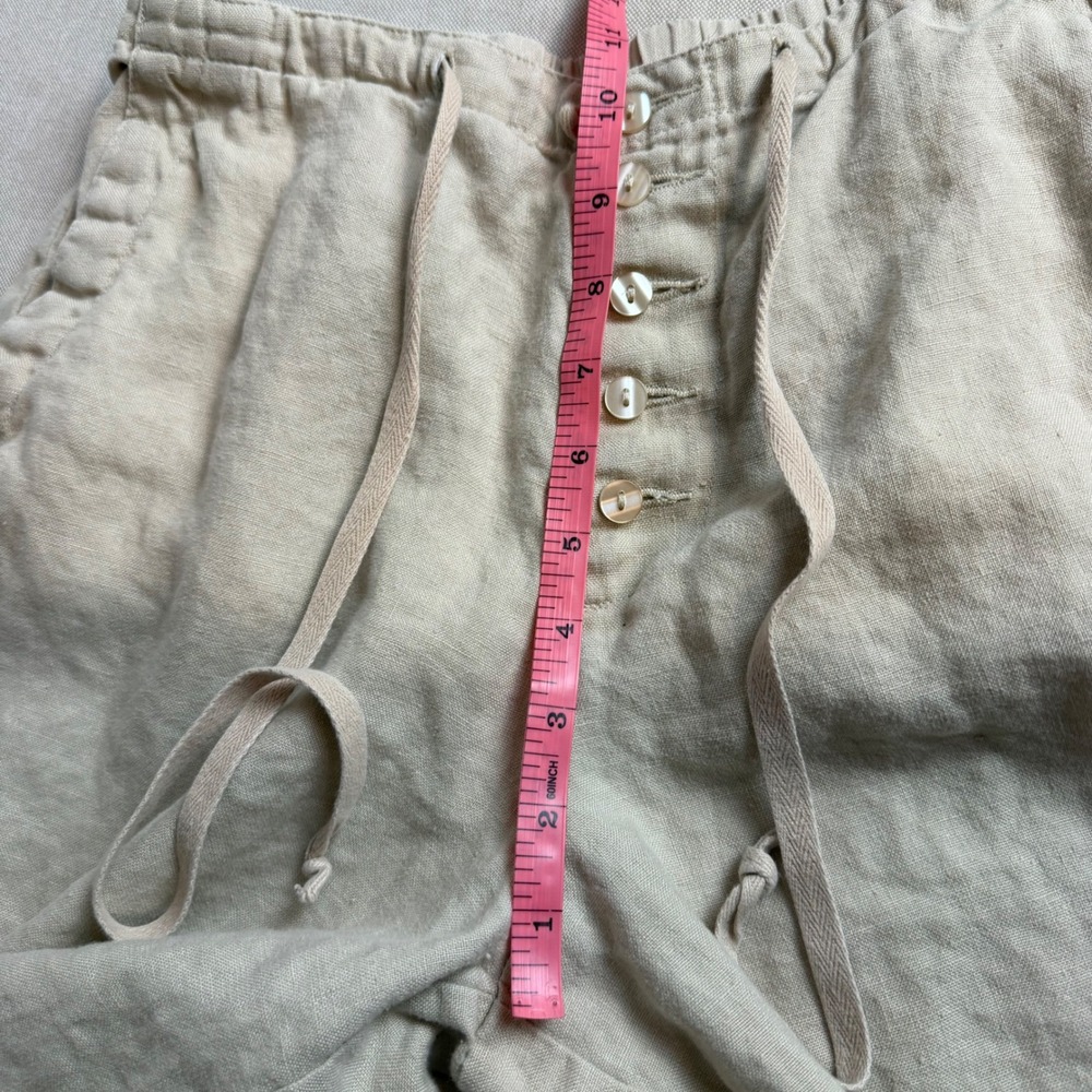 Chadwick's Womens 100% Linen Shorts Beige Button Front Drawstring Size 10 - Picture 7 of 9